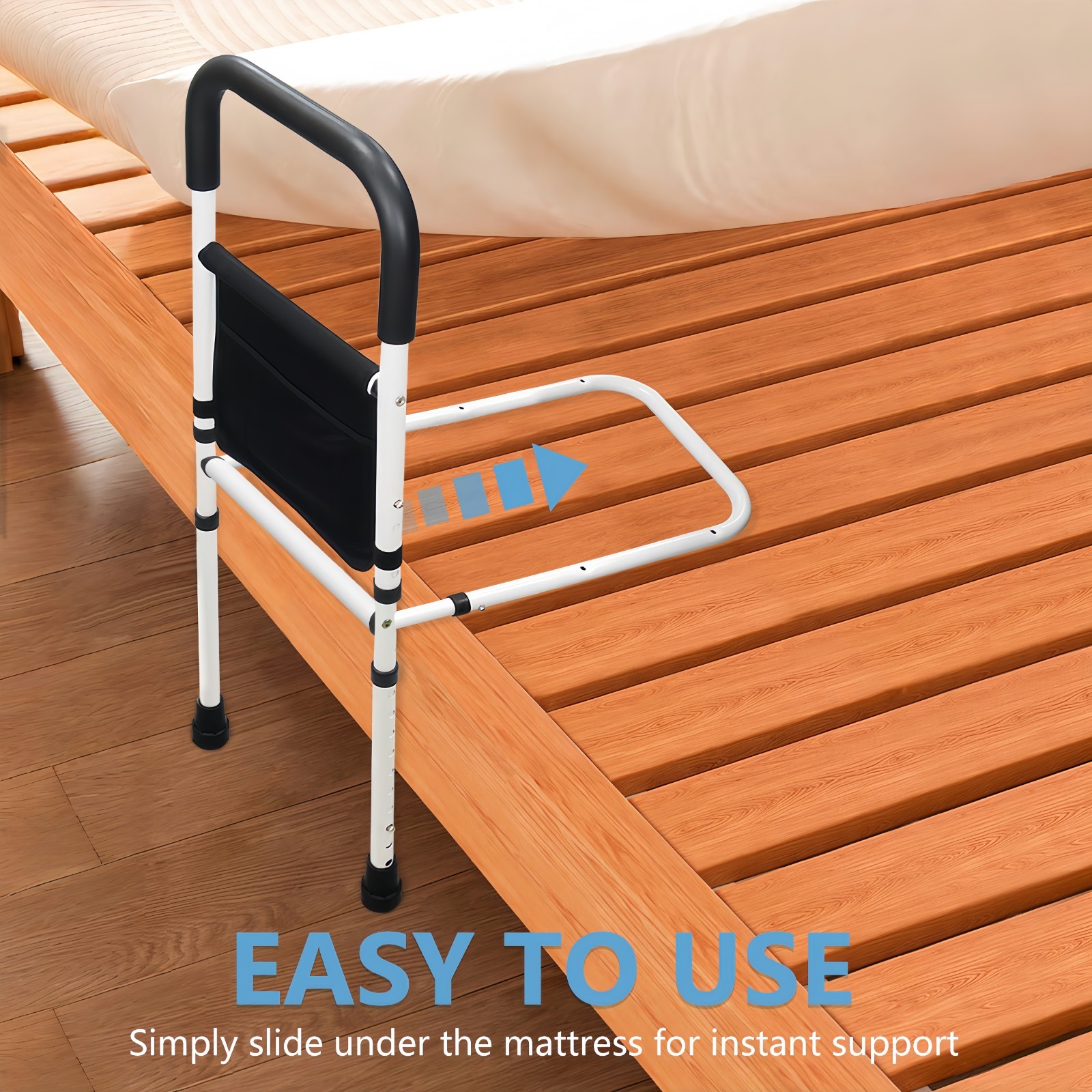 Bed Rails for Elderly Adults with Floor Support, Bed Side Assist Rail for Senior