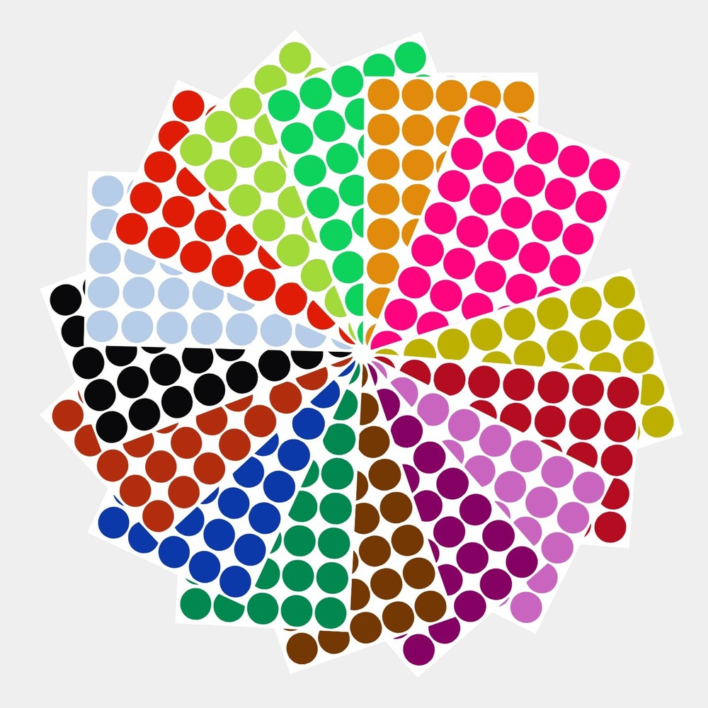 Colored Coding Rounded Stickers Circle Dots Craft Labels 3/4 Inch By Royal Green
