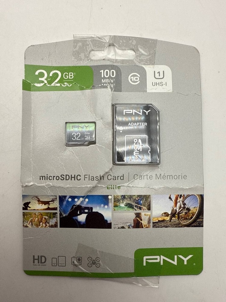 PNY Elite Class 10 U1 V10 microSDHC 32GB Flash Memory Card & SD Adapter Kit