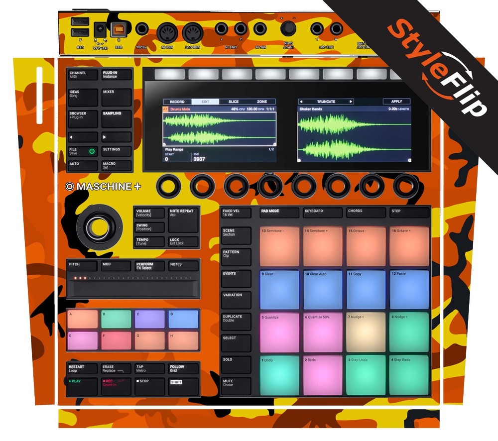 Native Instruments Maschine Plus | Orange Camo | Protective Decal | Syleflip