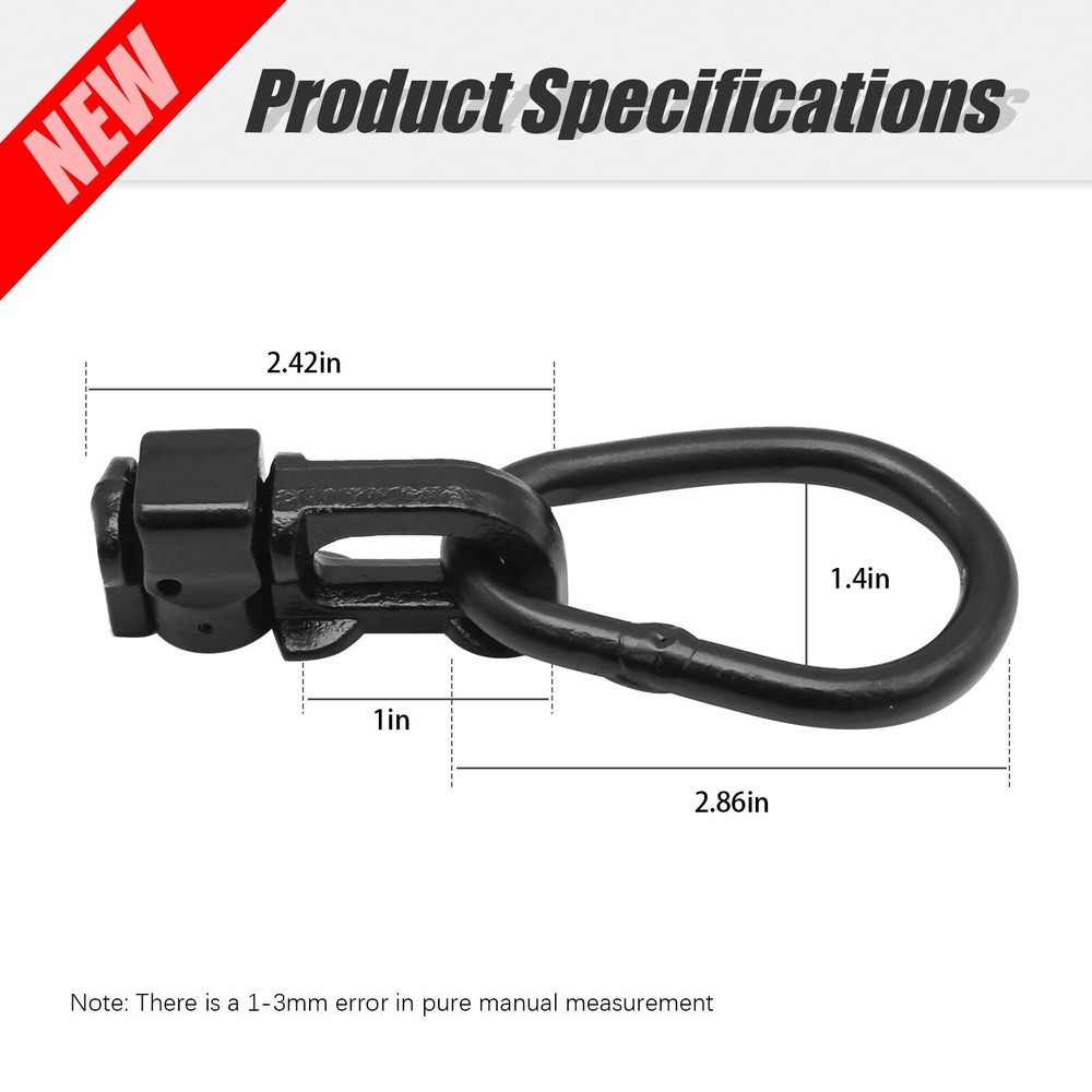 6 Pack Black L-Track Double Stud Tie Down Fitting with Pear Link Used with L ...
