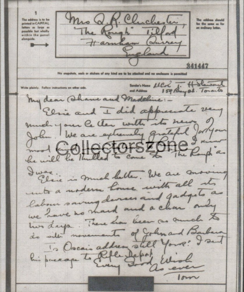 WW2 Airgraph Canada - Surrey England