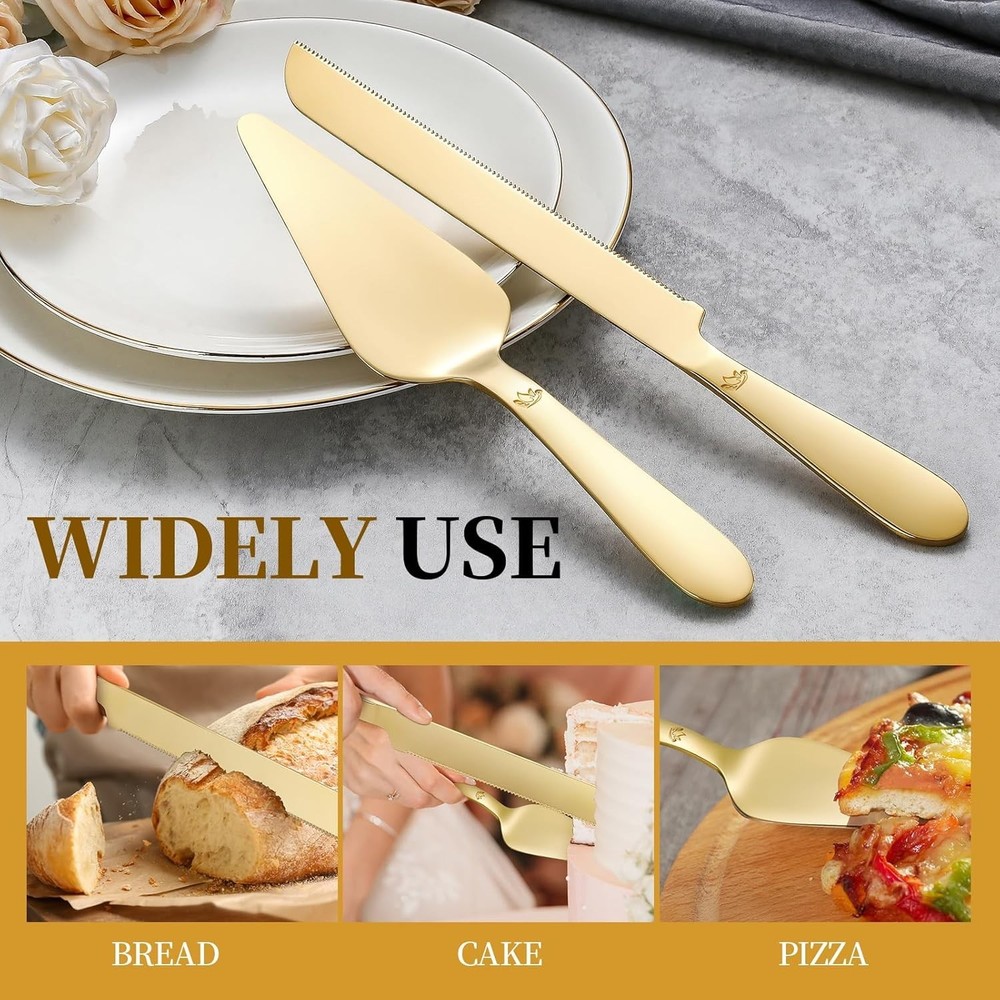 Cake Cutting Set for Wedding - Extended Cake Knife and Server Set Thickened S...
