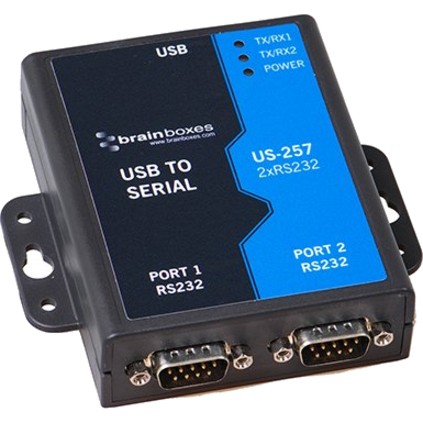 Brainboxes 2 Port RS232 USB to Serial Adapter (us257)