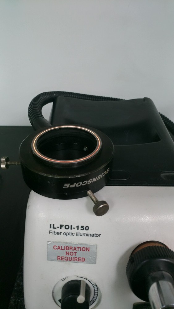SCIENSCOPE IL-FOI-150 Fiber Optic Illuminator w Light Source Ring and Microscope