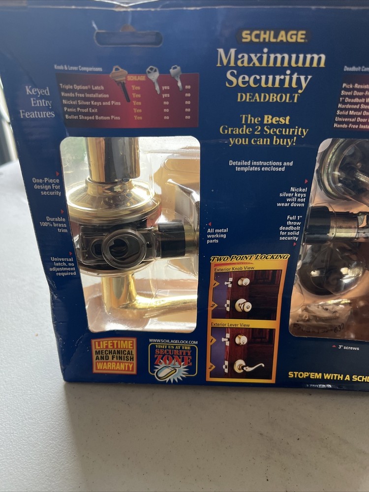 Schlage Ultima Maximum Security Deadbolt + Keyed Entry~Grade 2 For RH Door