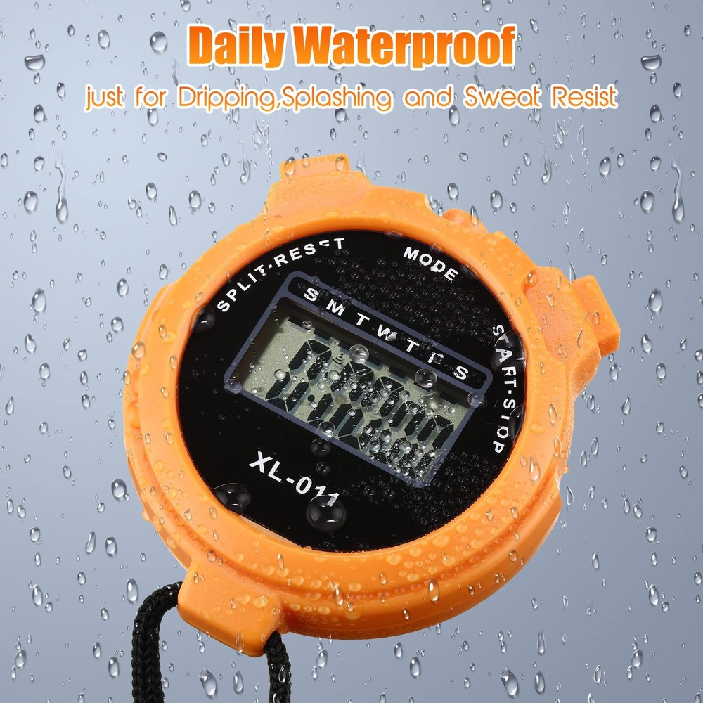 TOODOO 12 Pack Multi Function Digital Stopwatch Timer Black Blue Red Orange
