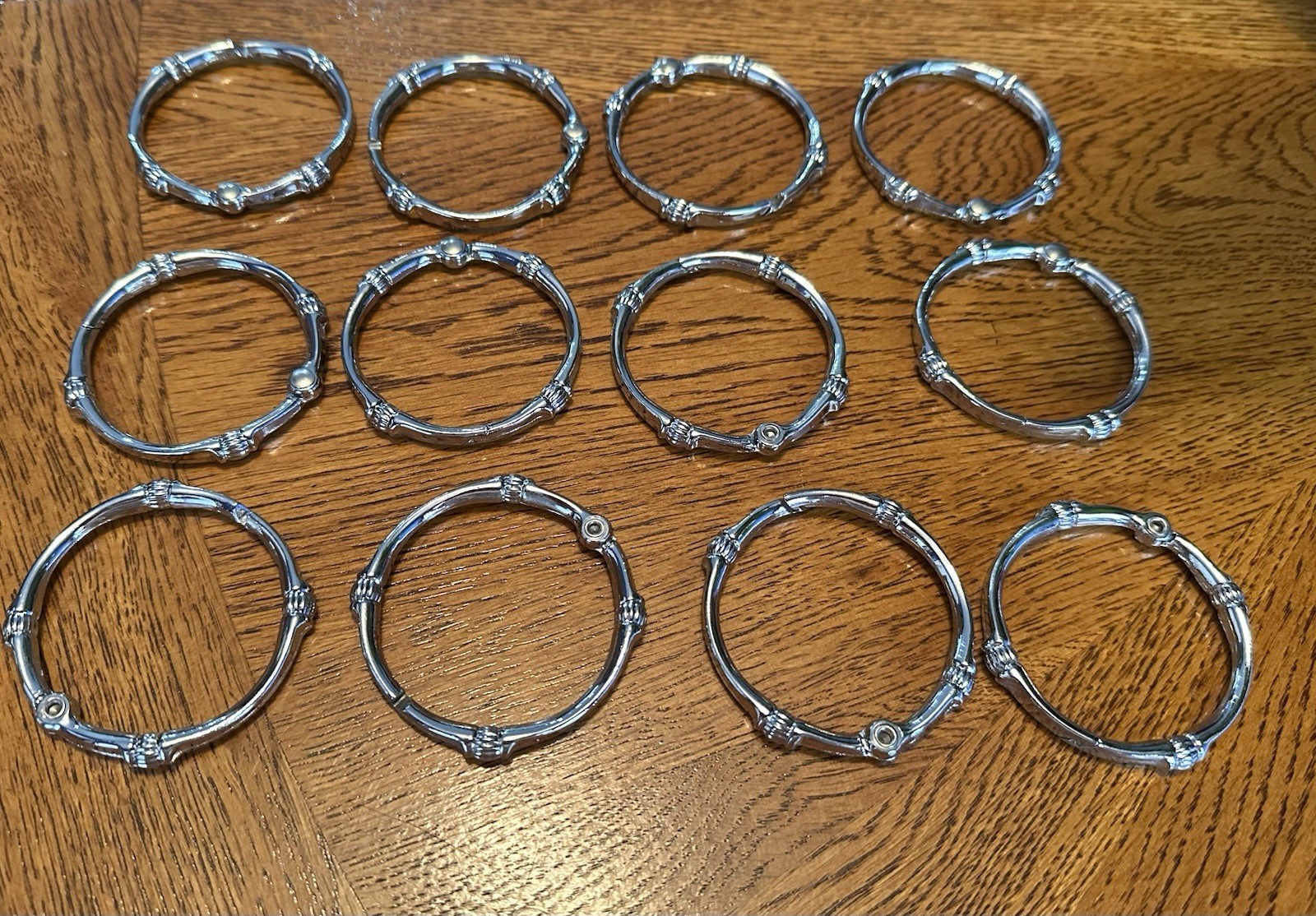 Vintage Set of 12 Silver-tone Metal 2” Shower Curtain Rings