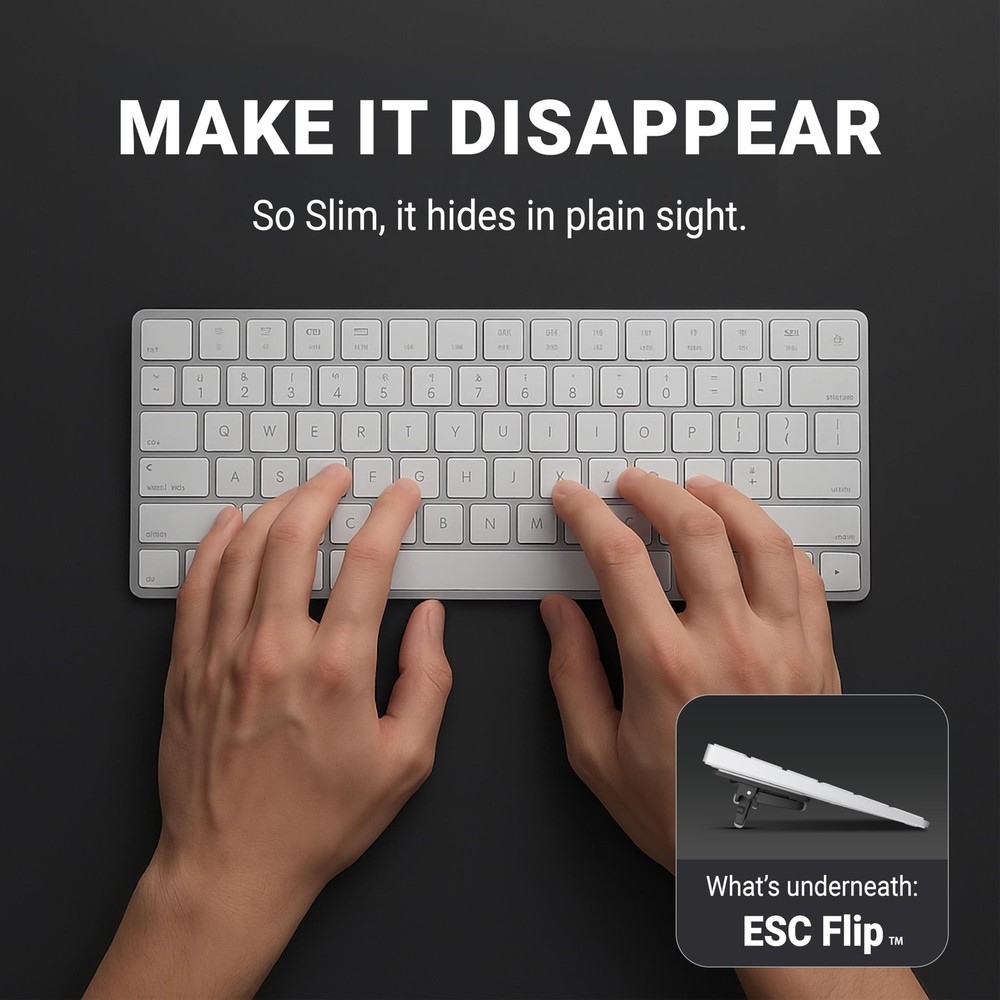 ESC Flip Keyboard Stand for Desk, Compact Tilting Riser with 3 Adjustable Ang...