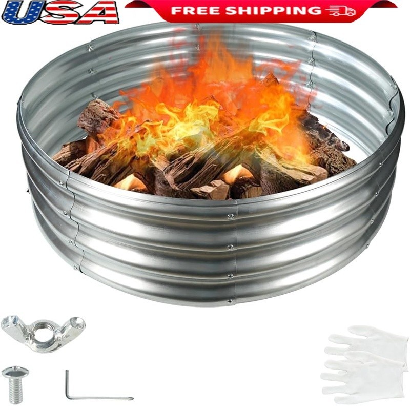 Galvanized Fire Pit Ring 36 in Durable Outdoor Safe Easy Assembly Multi-use US