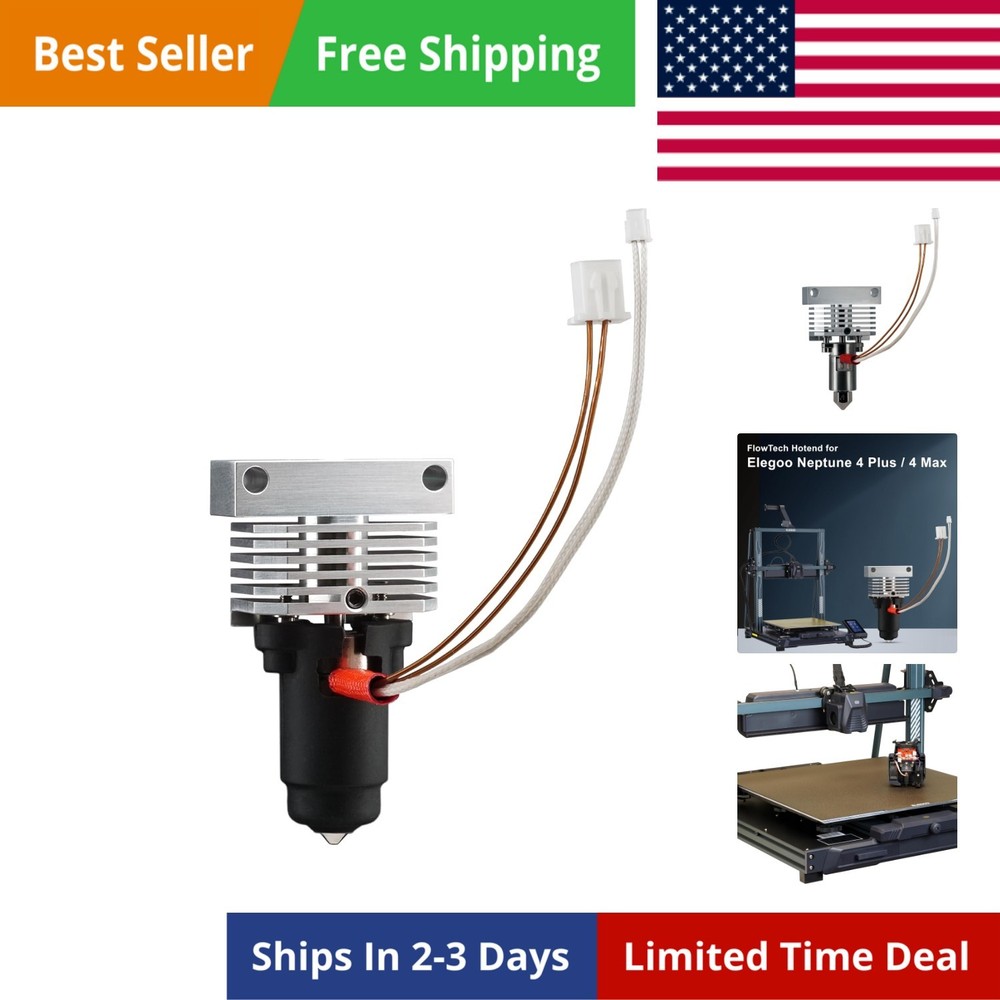 FlowTech Hotend for Elegoo Neptune 4 Plus / 4 Max - Leakproof Nozzle - Cold N...