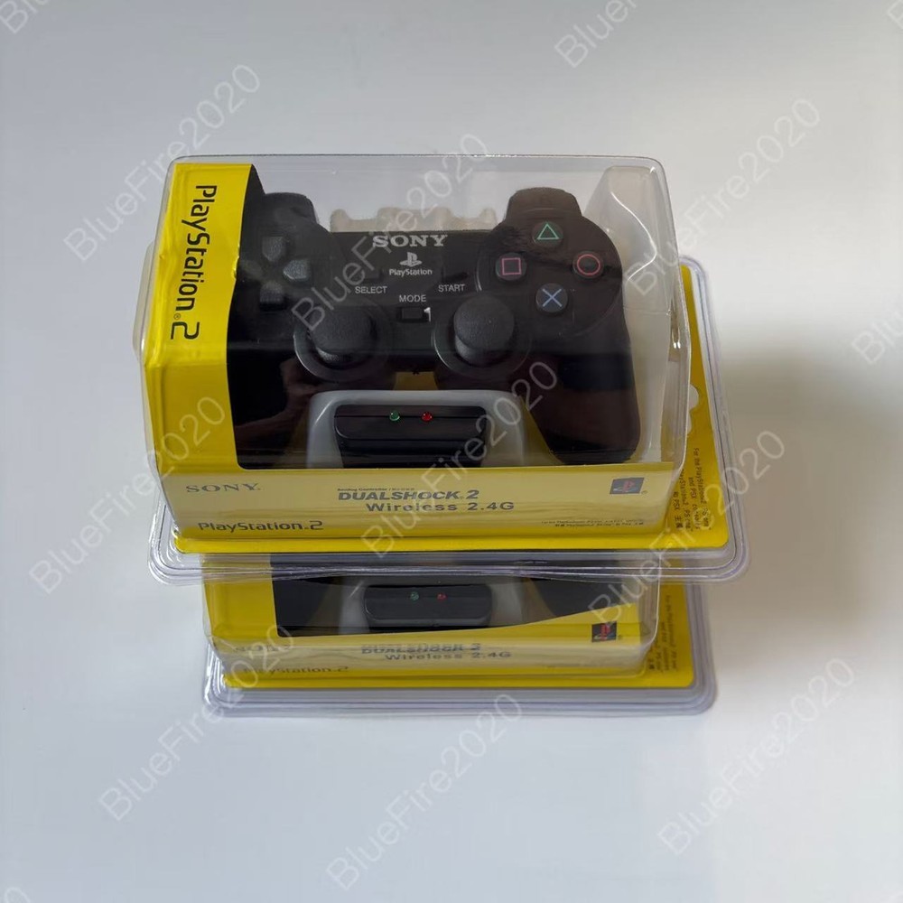 2 Pieces -Wireless Controller for Playstatian 2 PS2-Black（With Receiver）