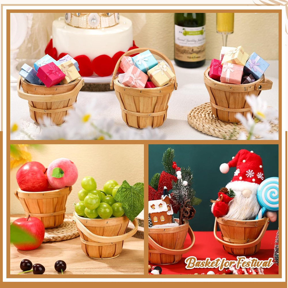 10 Pcs Mini Wooden Apple Baskets – Rustic Gift & Fruit Picking Baskets