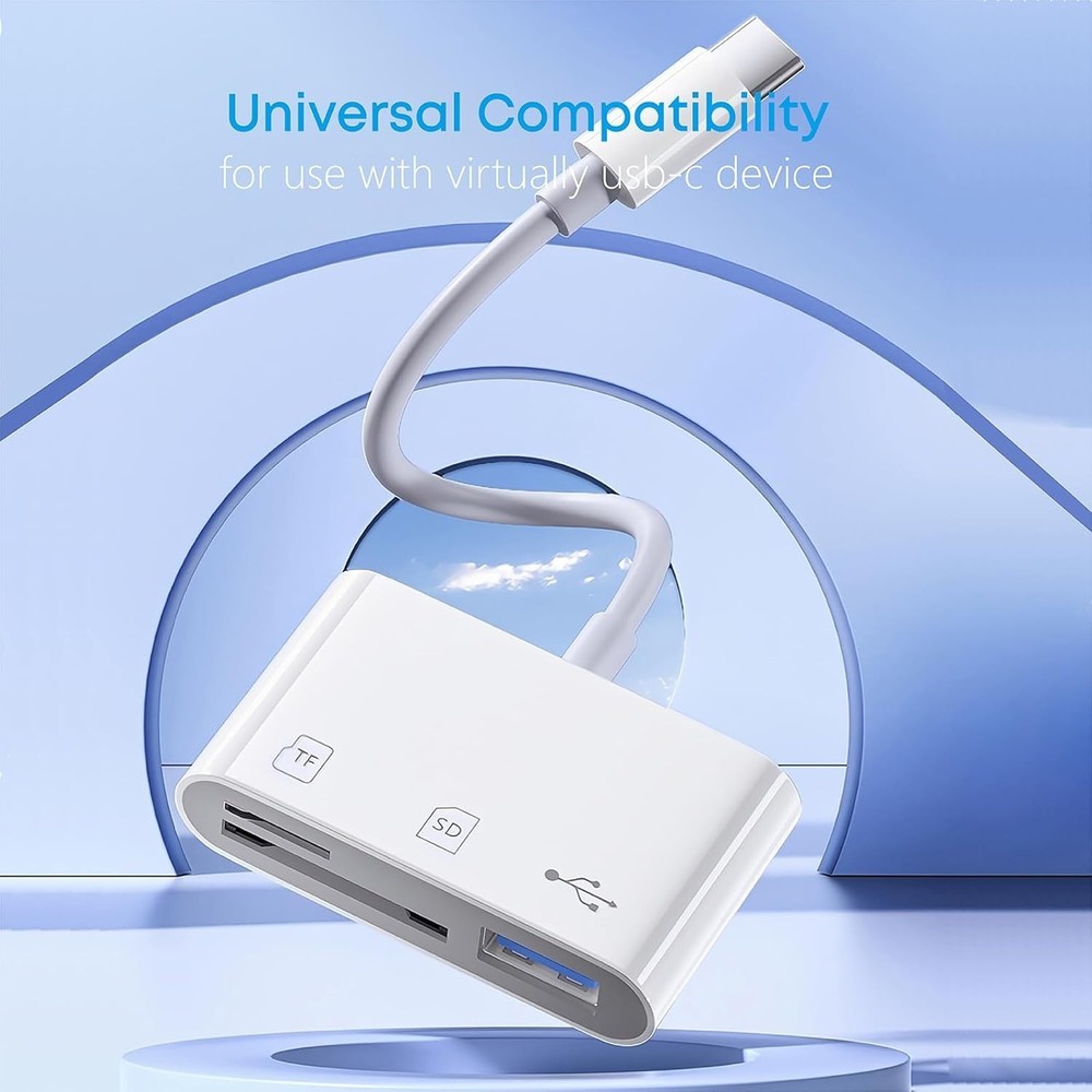 USB C SD/TF Card Reader Type-C Camera Adapter - 3 in 1 USB C to TF/SD/USB Dis...