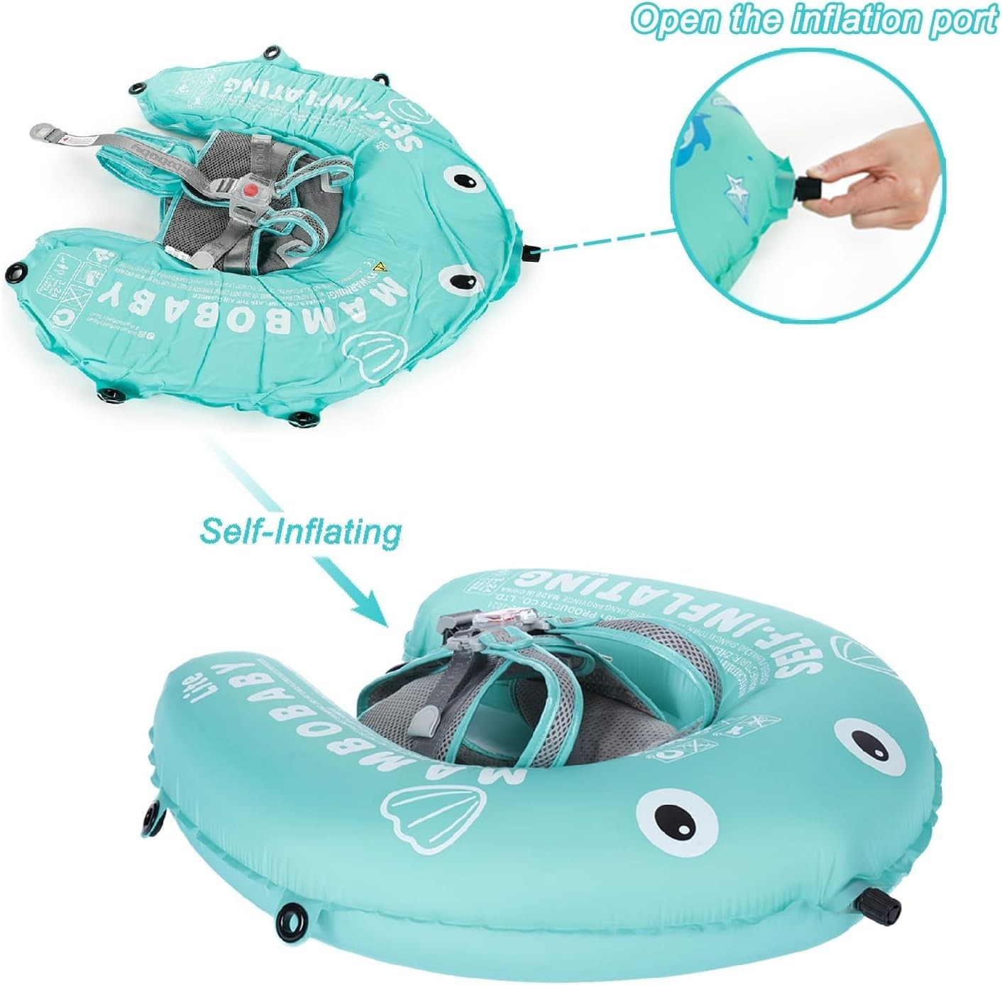 Mambobaby Float Self-Inflating Baby Pool Float Compressible Pool Swim Float