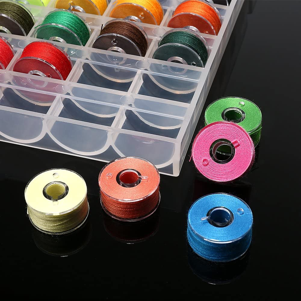 36Pcs Bobbins and Sewing Threads with Bobbin Case for Multiple Sewing Machine, P