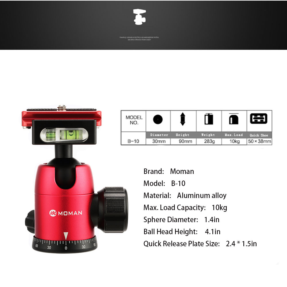 Camera Tripod Head Universal Ball Head with Quick Release Plate 360° Panning