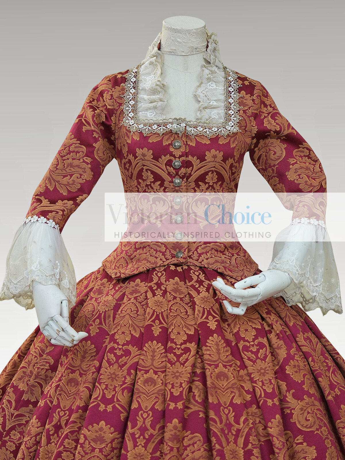 Georgian Bridgerton Queen Charlotte Victorian Brocade Ball Gown Period Dress 609