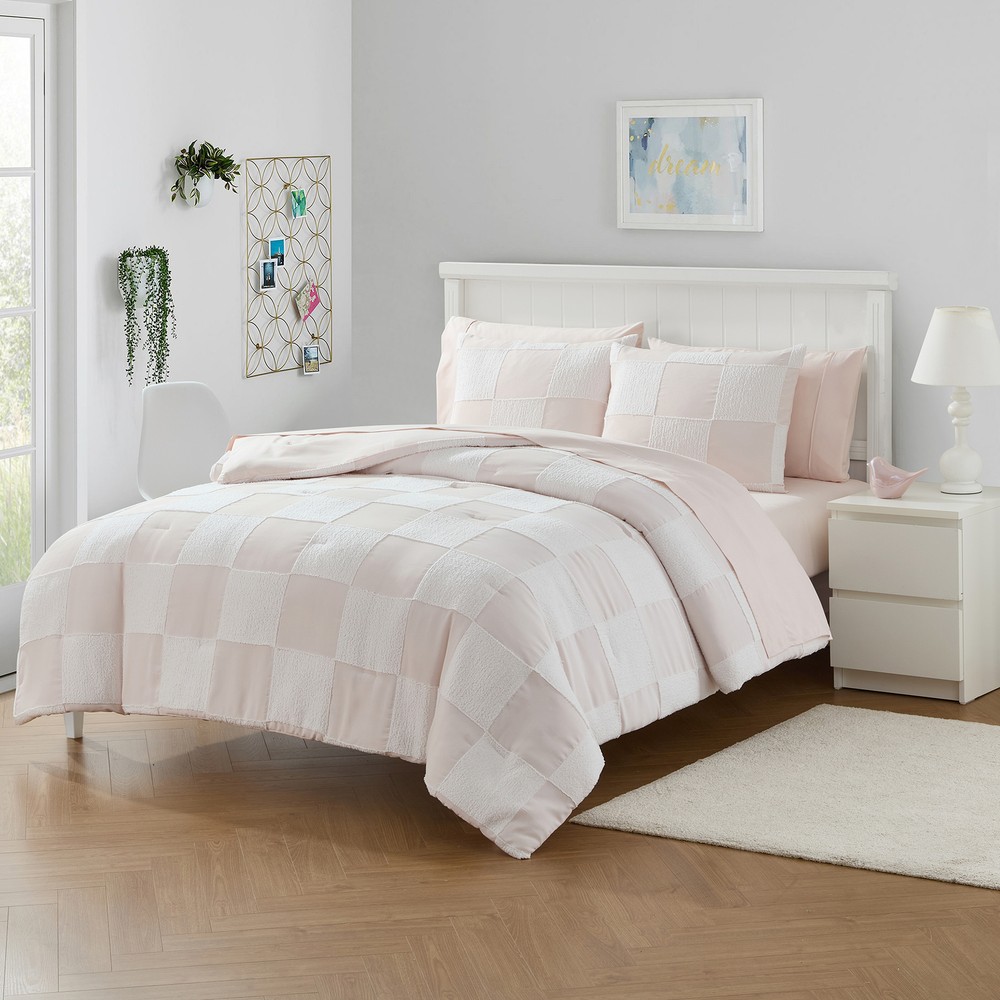 Kids Chenille Checkered Bed in a Bag Comforter & Sheet Set