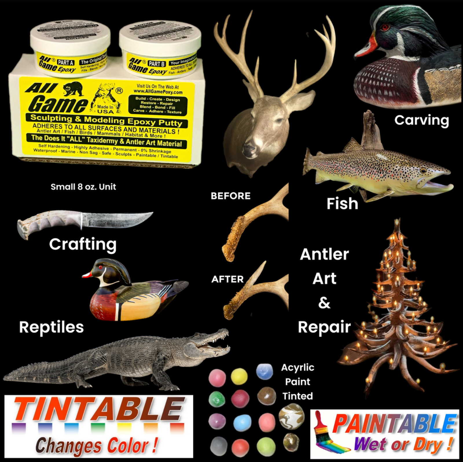 CRAFTING Epoxy Putty A&B - ALL GAME - Sculpt Modeling Compound Self-Hardening