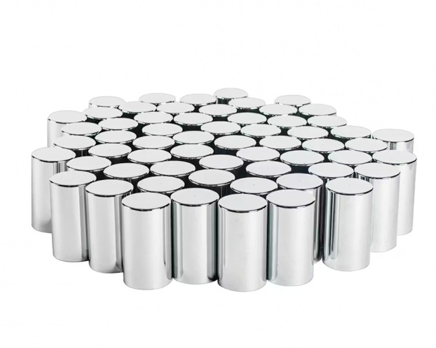 Chrome Plastic 33mm Cylinder Nut Cover 60 Pack