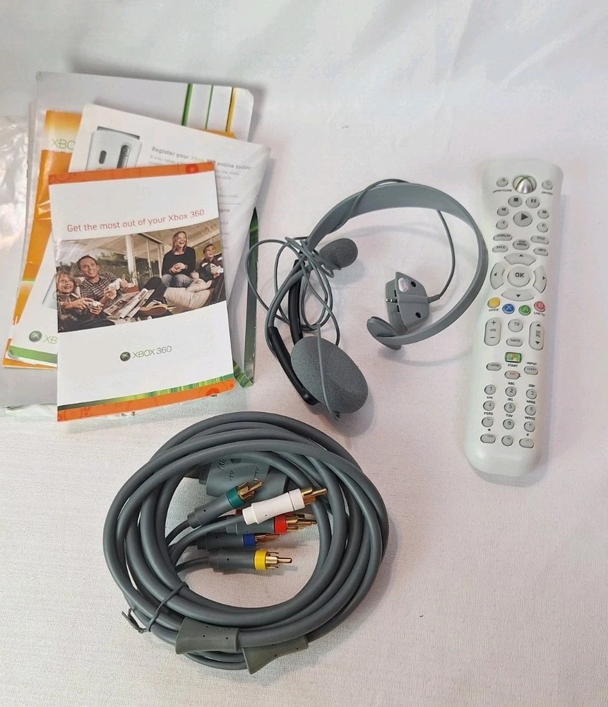 Xbox 360 Accessories Remote Headset Component Cable & Manuals Video Game Console