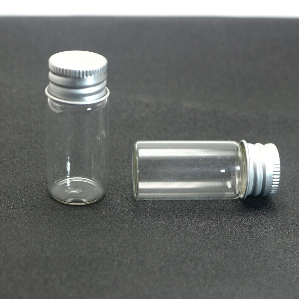 5 Empty Small Glass Storage Bottles Vials with Screw Cap 10ml(22X50mm) Mini Jars