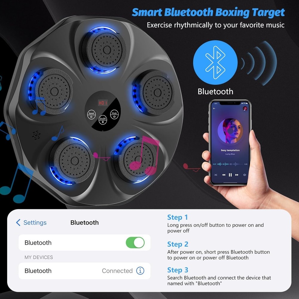 Interactive Music Boxing Machine with Gloves – Wall-Mounted, 9 Modes & Bluetooth
