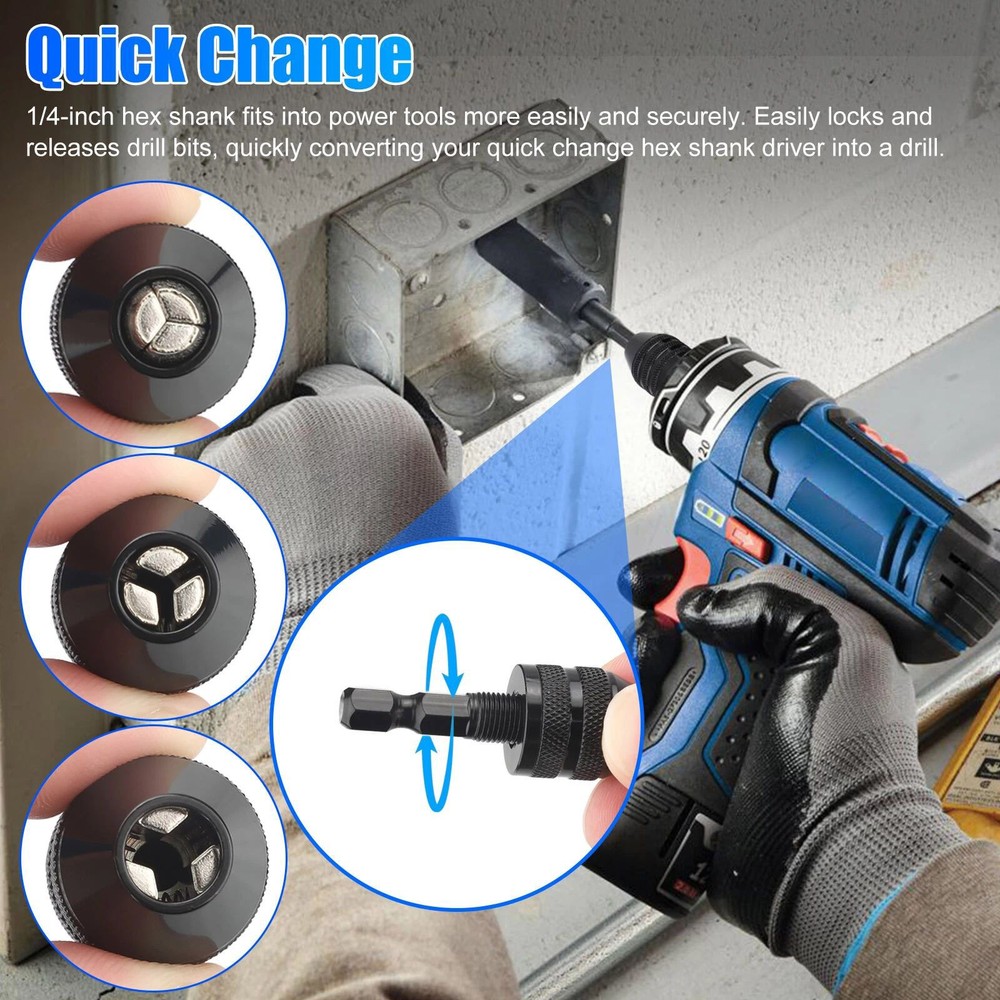 4Pcs 1/4-inch hex shank Versatile Conversion Drill chuck suitable for drills