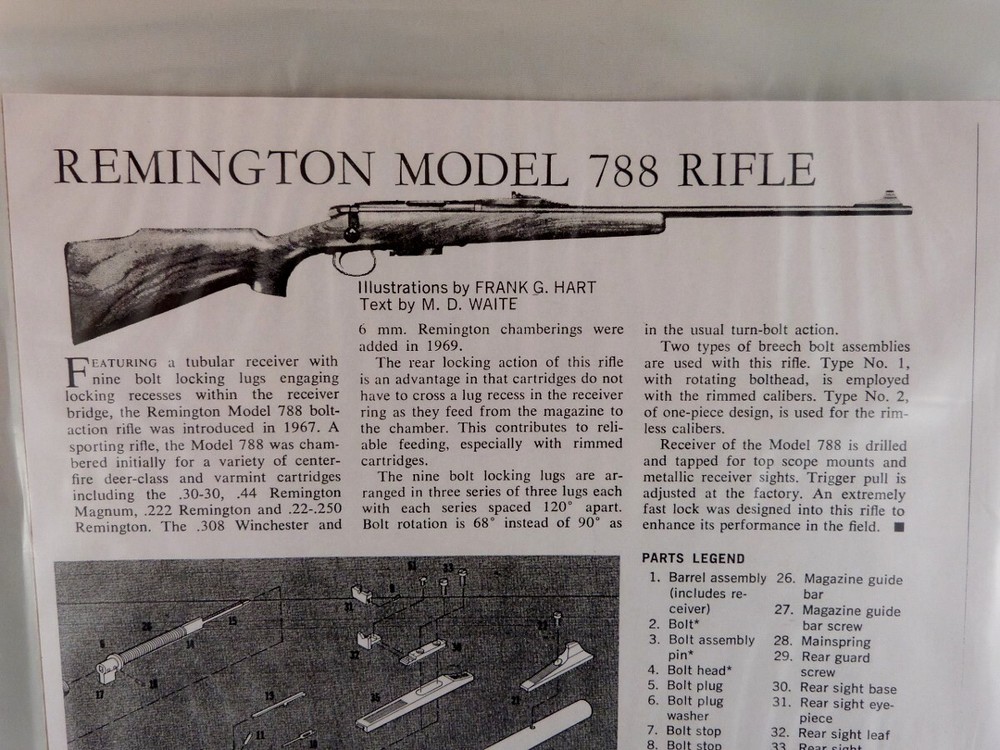REMINGTON MODEL 788 RIFLE BREAK DOWN INSTRUCTION KIT a