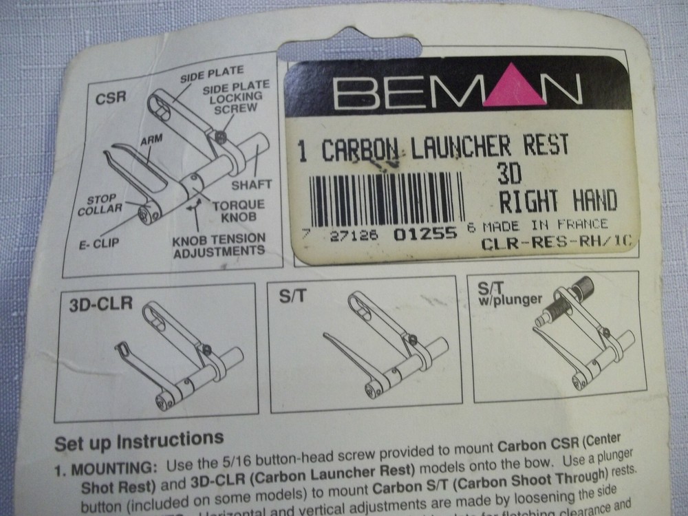 Beman ARCHERY ARROW REST SYSTEM FOR CARBON ARROWS