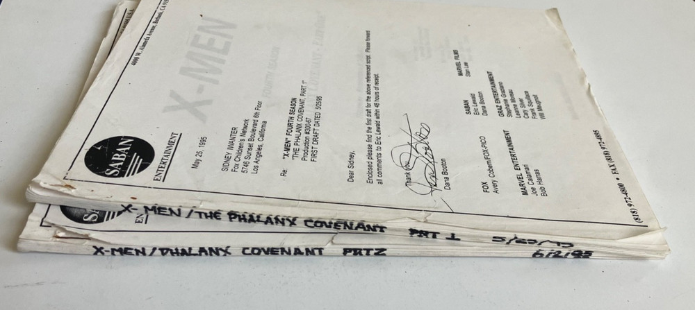 X-MEN AUTHENTIC 1st DRAFT SCRIPTS 'PHALANX COVENANT' Pts 1 & 2 + STUDIO TOPSHEET
