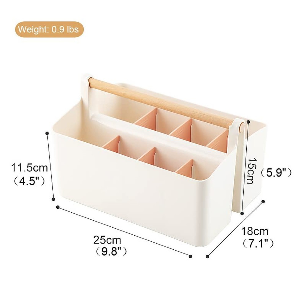 Large Plastic Portable Caddy with Handle, Storage Organizer Bin with Adjustab...