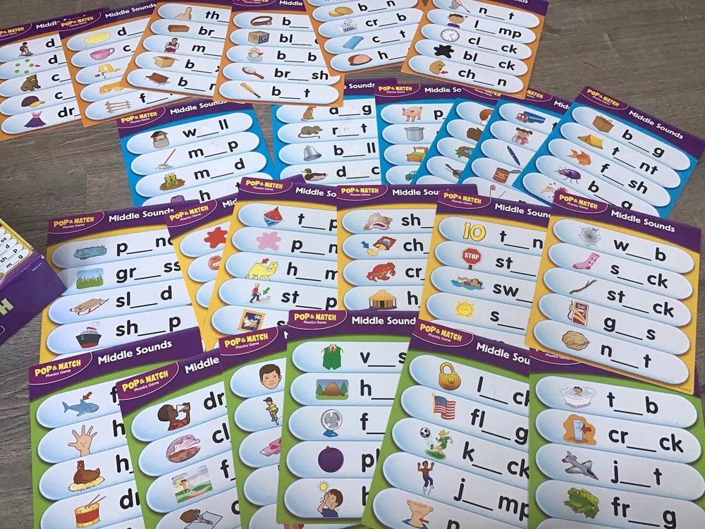 Lakeshore Learning developing games HH747 Pop & Match Middle Sounds Game Box C