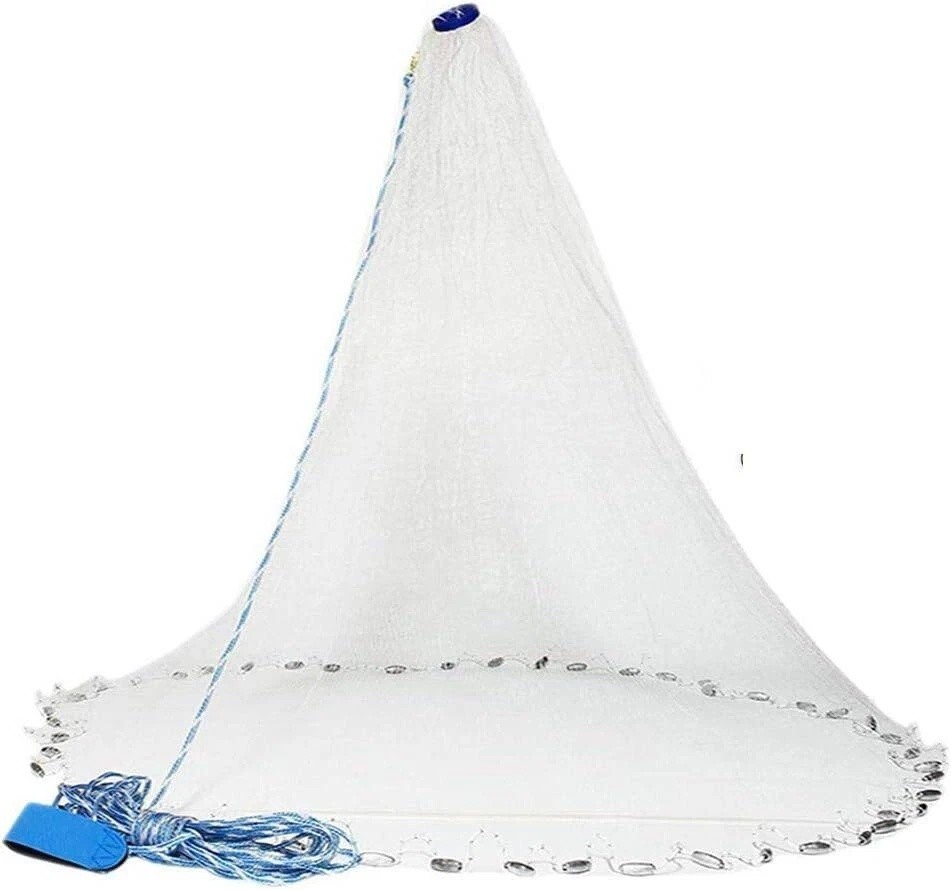 NEW 6/8/10FT Fishing Cast Net Bait Easy Throw Hand Cast Strong Nylon Mesh USA
