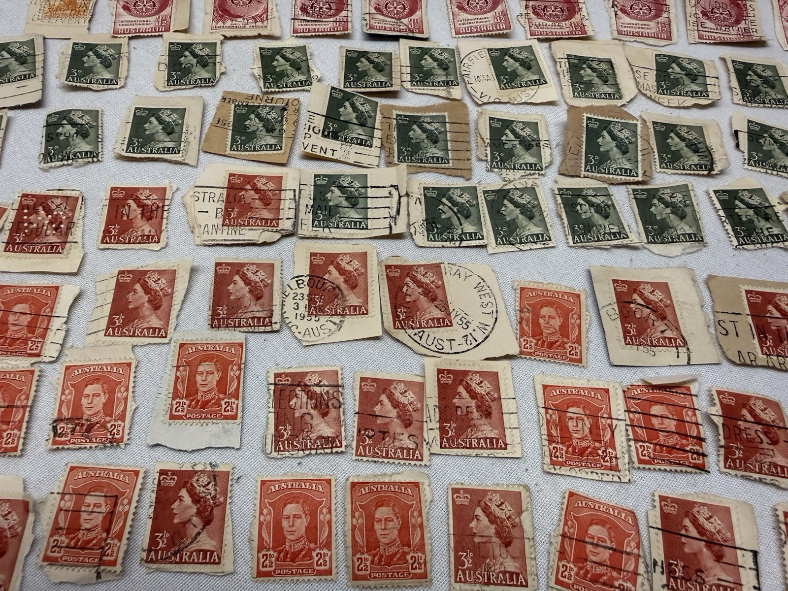 Vintage Australia Royalty Stamp Collection Lot 80+ Used 50s-60s, Queen Elizabeth