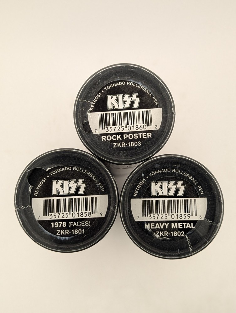 Retro 51 KISS Rollerball 3 Pens New Sealed Heavy Metal 1978 (Faces) Rock Poster