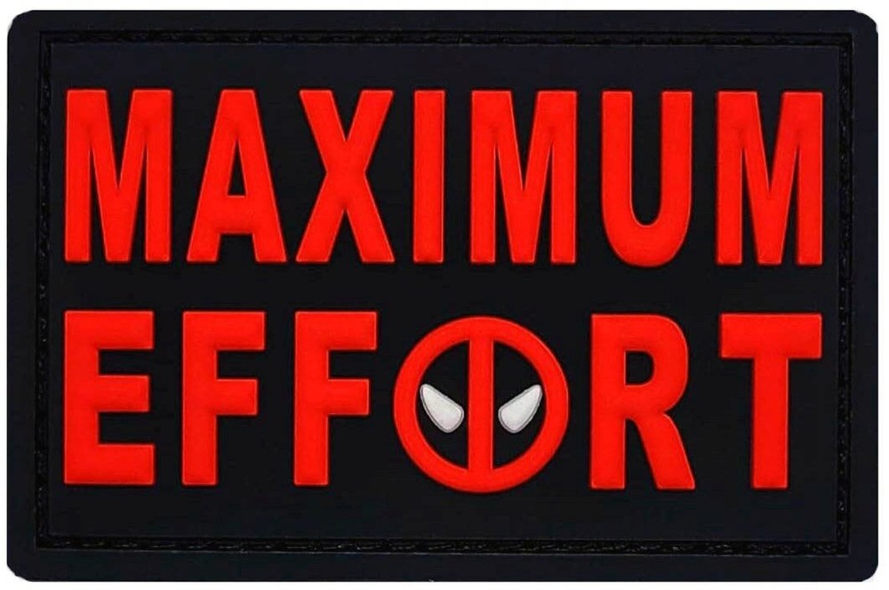Maximum Effort Deadpool 3D PVC Rubber Morale Patch |2PC PVC HOOK BACK 3"x2"