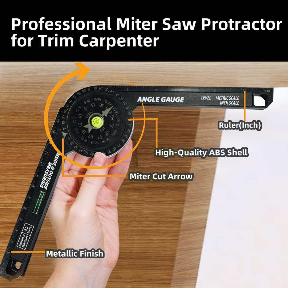 Miter Saw Protractor, 7 Inch Protractor with Level, High Precision Laser Mark...