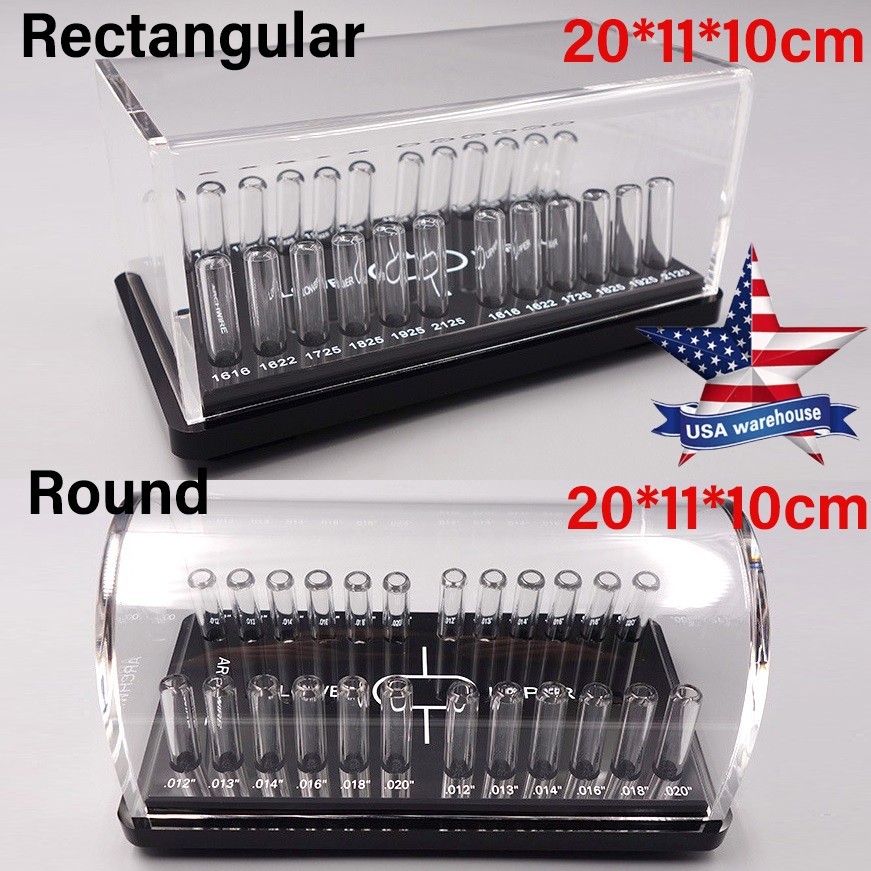 Dental Orthodontic Arch Wire Storage Box Round/Rectangular Acrylic Organizer