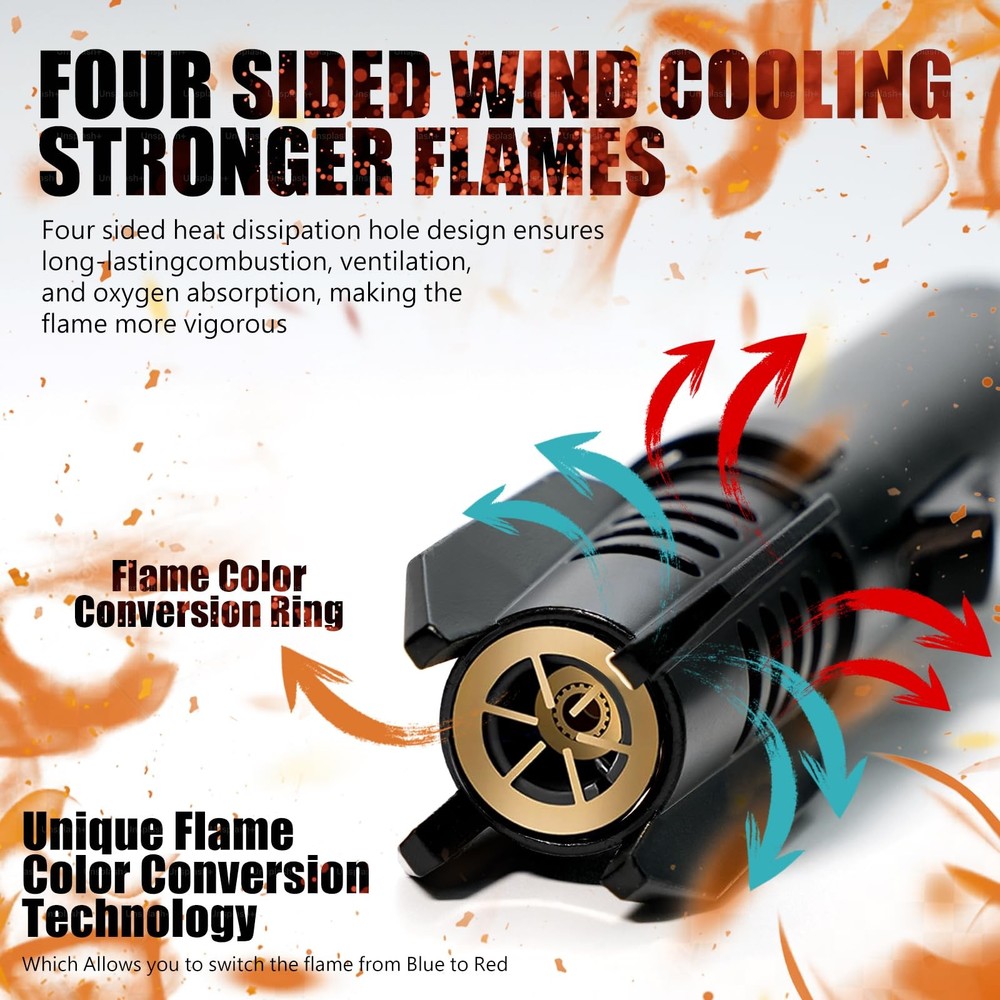 Camping Lighter - Refillable Windproof Adjustable Torch for Campfires BBQ