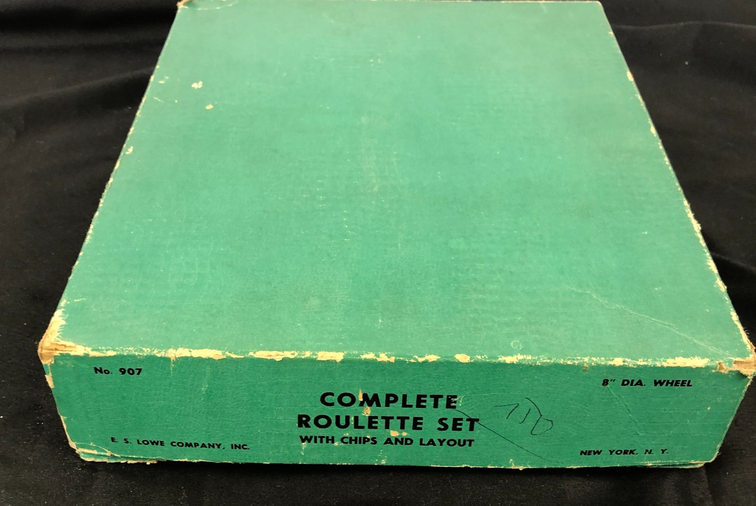 Vintage E. S. Lowe Roulette Wheel Game Set #907 w/ Layout Felt & Box 8” USA