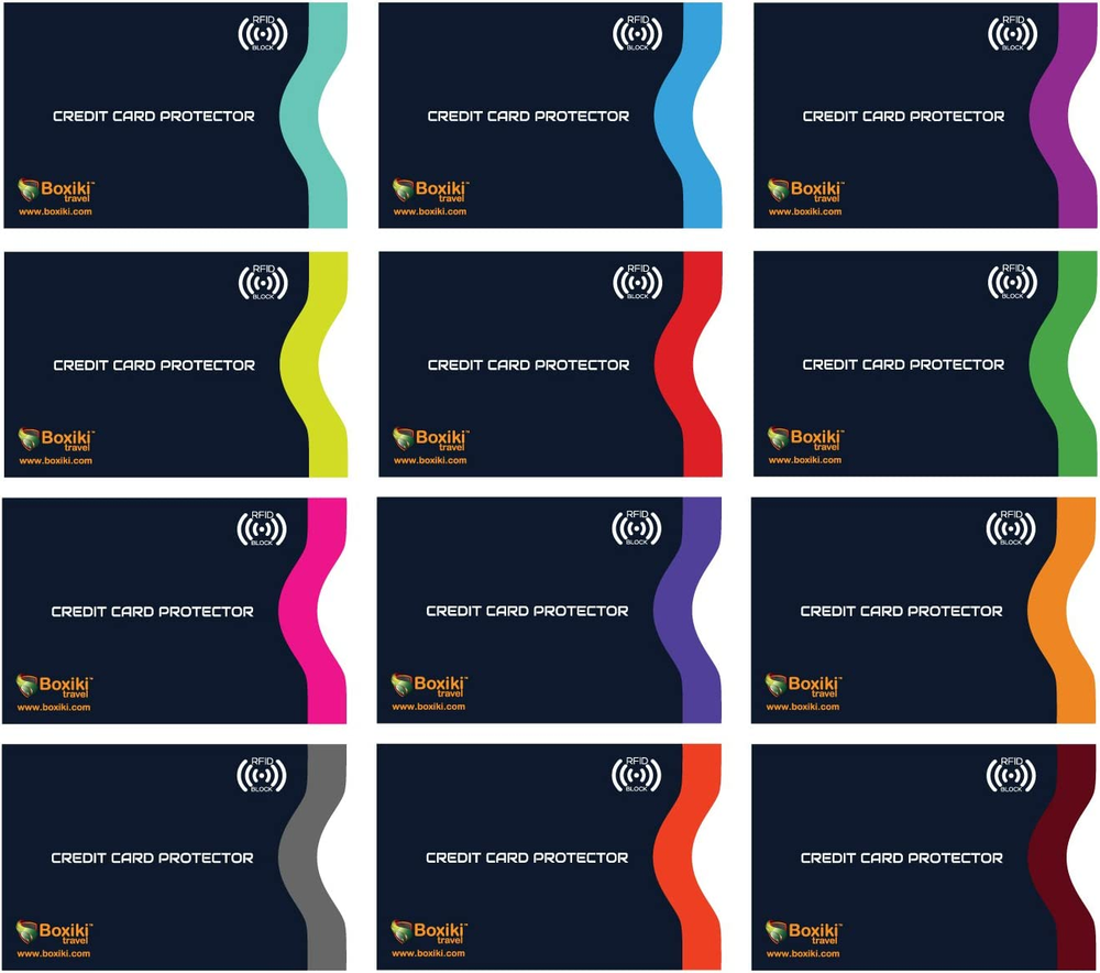 12pcs Travel RFID Blocking Sleeves,Set w/ Color Coding | RFID Blocking Envelopes
