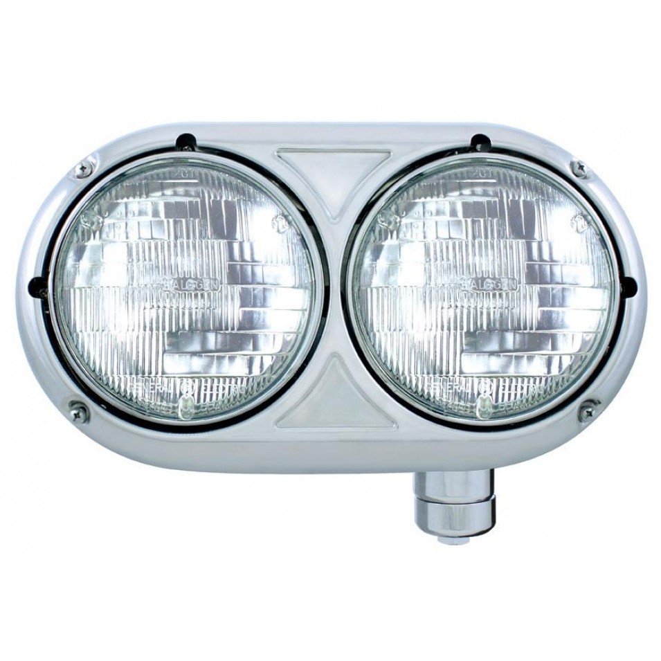 Peterbilt 359 Style Headlight, Halogen Bulb, 304 Staineless - Passenger Side