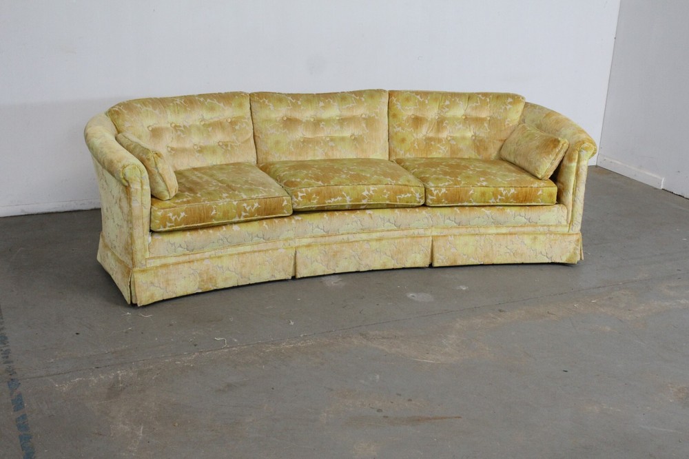 Mid-Century Modern Velvet Concave Front 92" Sofa