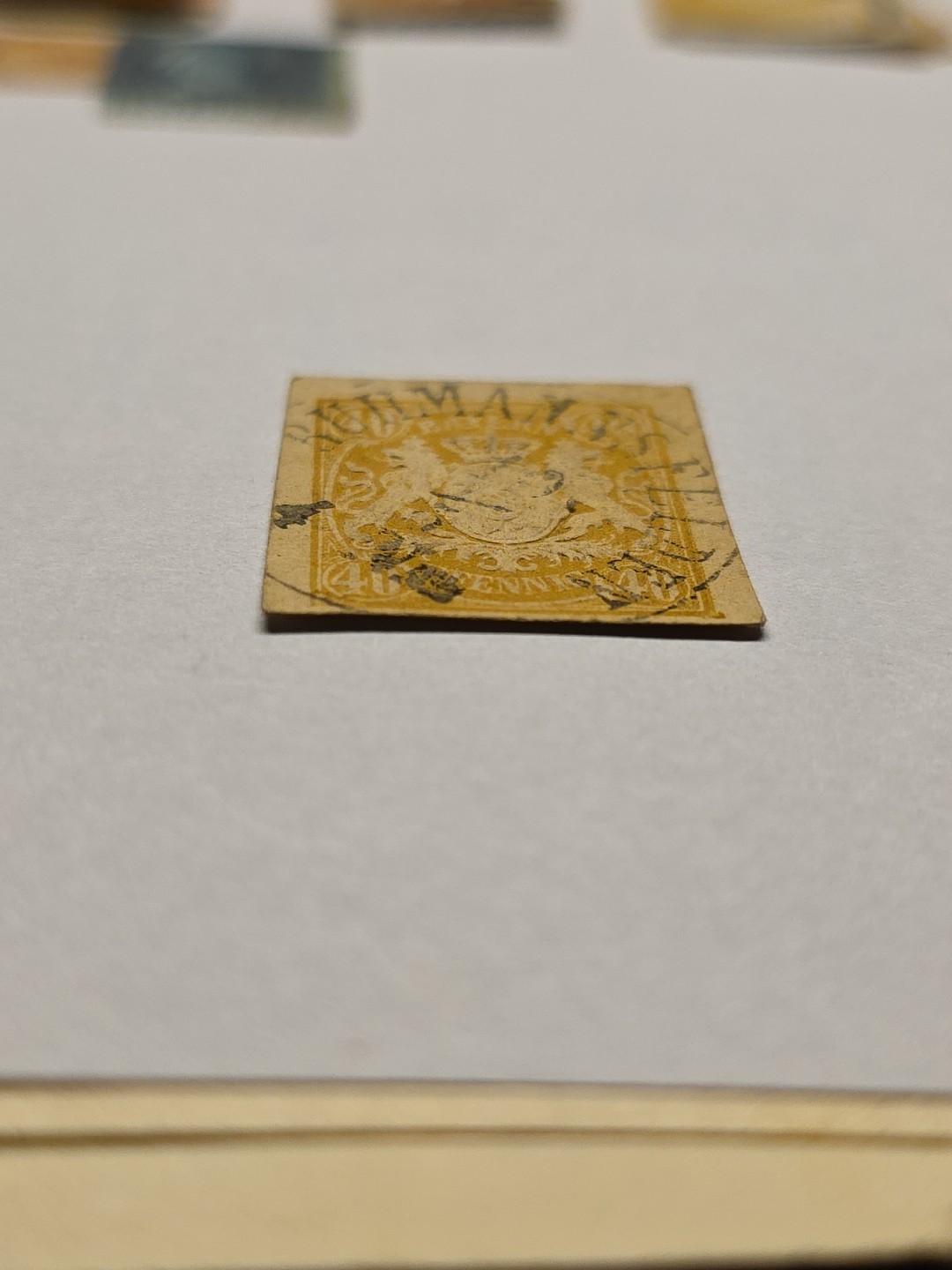 EARLY BAVARIA 40 PFENNIG POSTAL CARD STAMP CUT SQUARE