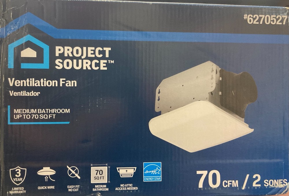 PROJECT SOURCE Ventilation Fan MEDIUM BATROOM UP TO 70 SQ FT