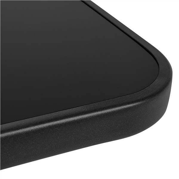 Outdoor Square Patio Bistro Table with Silk Printing Glass Top and Umbrella Hole