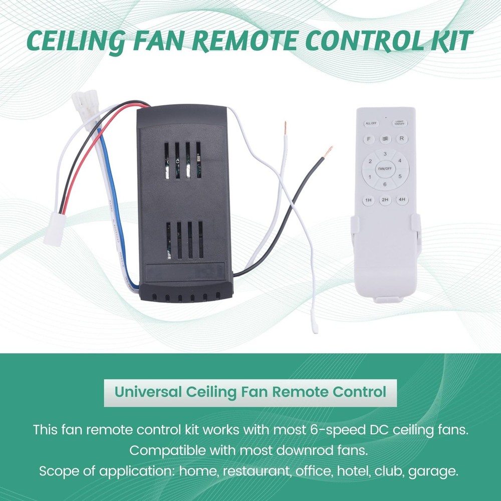 Universal Ceiling Fan Remote Control Kit 6 Speed Timer Light Control