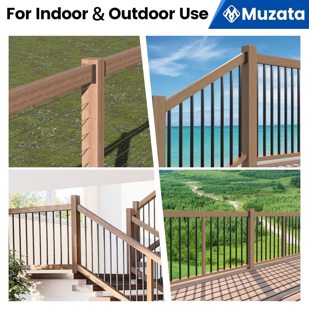 Sturdy 12Pc Bracket Kit for 2x4 Deck Railings - Includes 76 Screws & Driver Bit